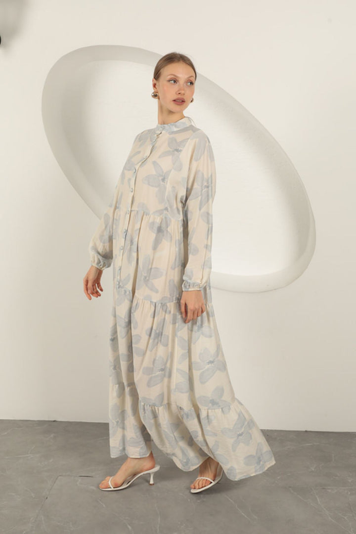 KKT Viscose Fabric Floral Patterned Dress-Blue - Wolfenbüttel