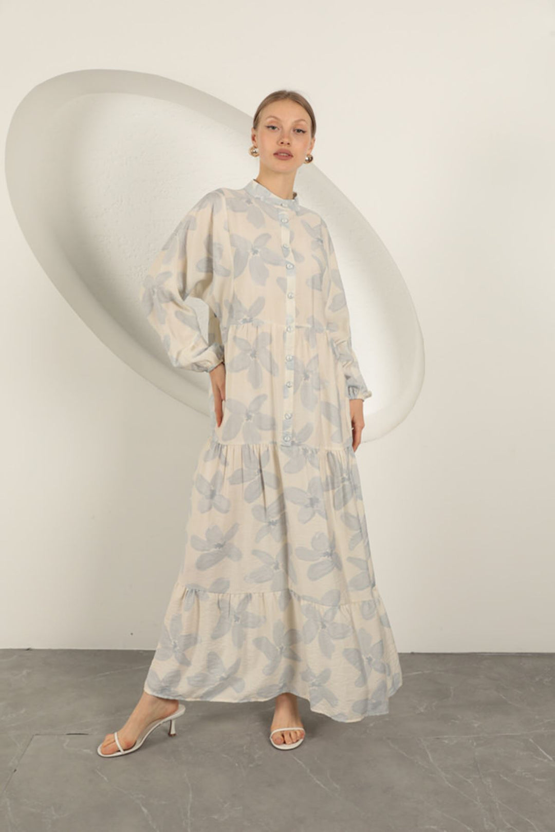KKT Viscose Fabric Floral Patterned Dress-Blue - Wolfenbüttel