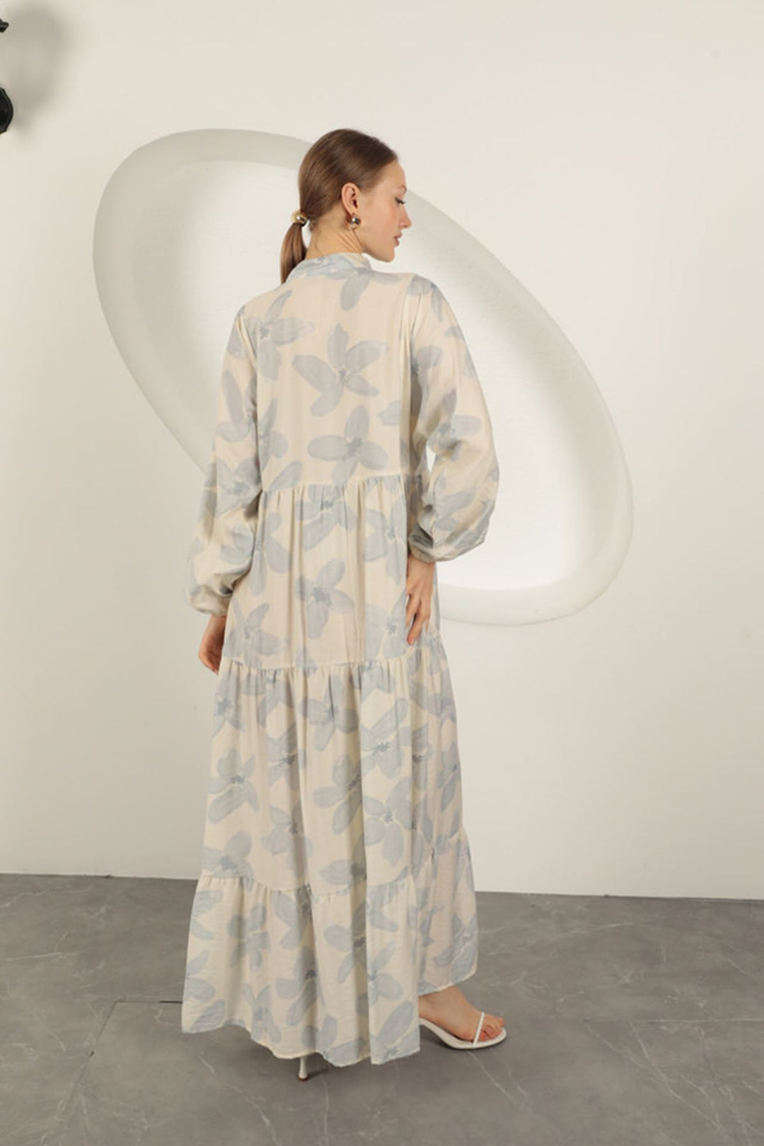 KKT Viscose Fabric Floral Patterned Dress-Blue - Wolfenbüttel