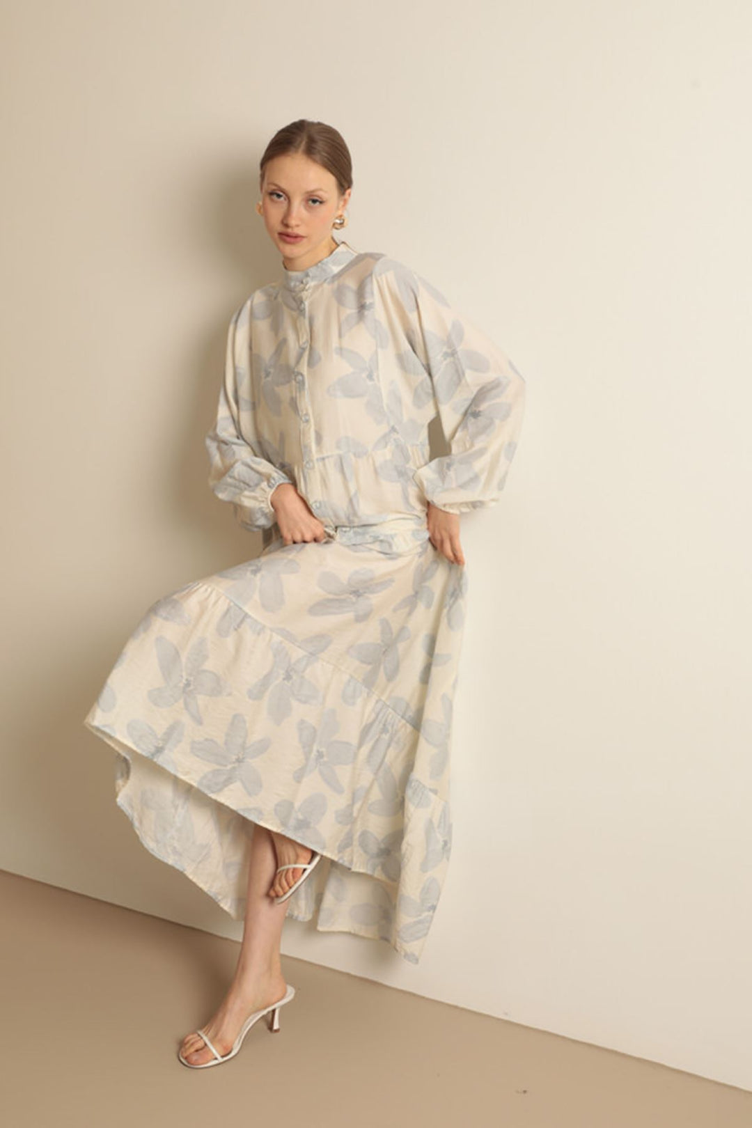 KKT Viscose Fabric Floral Patterned Dress-Blue - Wolfenbüttel