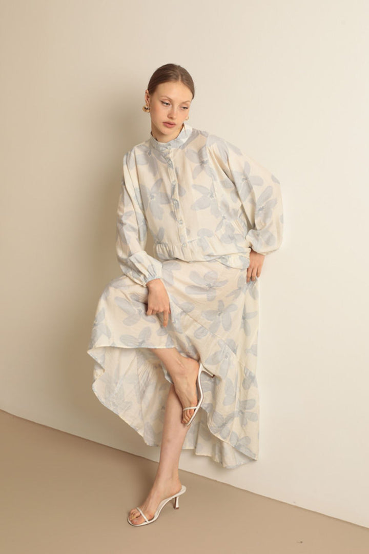 KKT Viscose Fabric Floral Patterned Dress-Blue - Wolfenbüttel