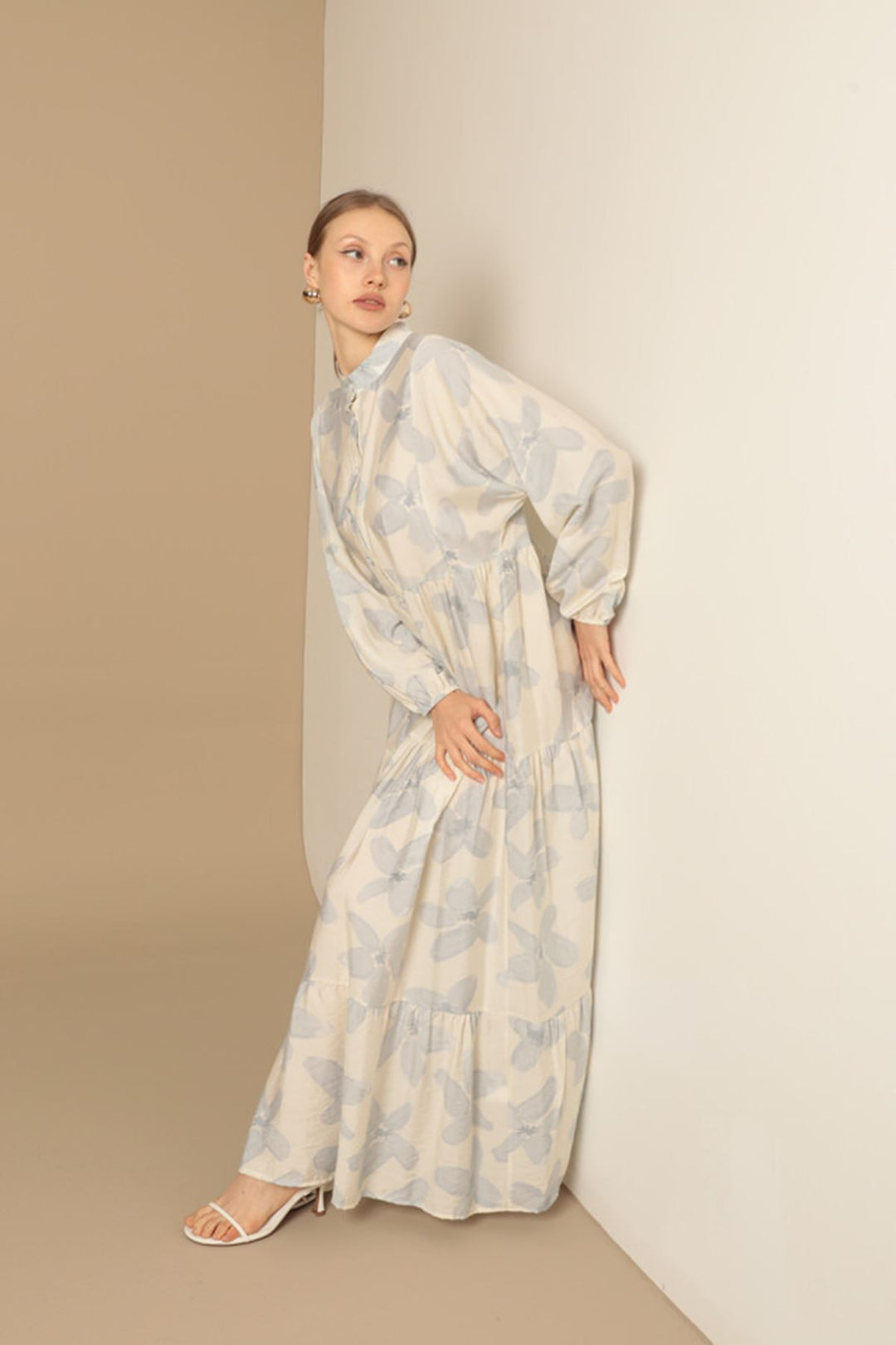 KKT Viscose Fabric Floral Patterned Dress-Blue - Wolfenbüttel