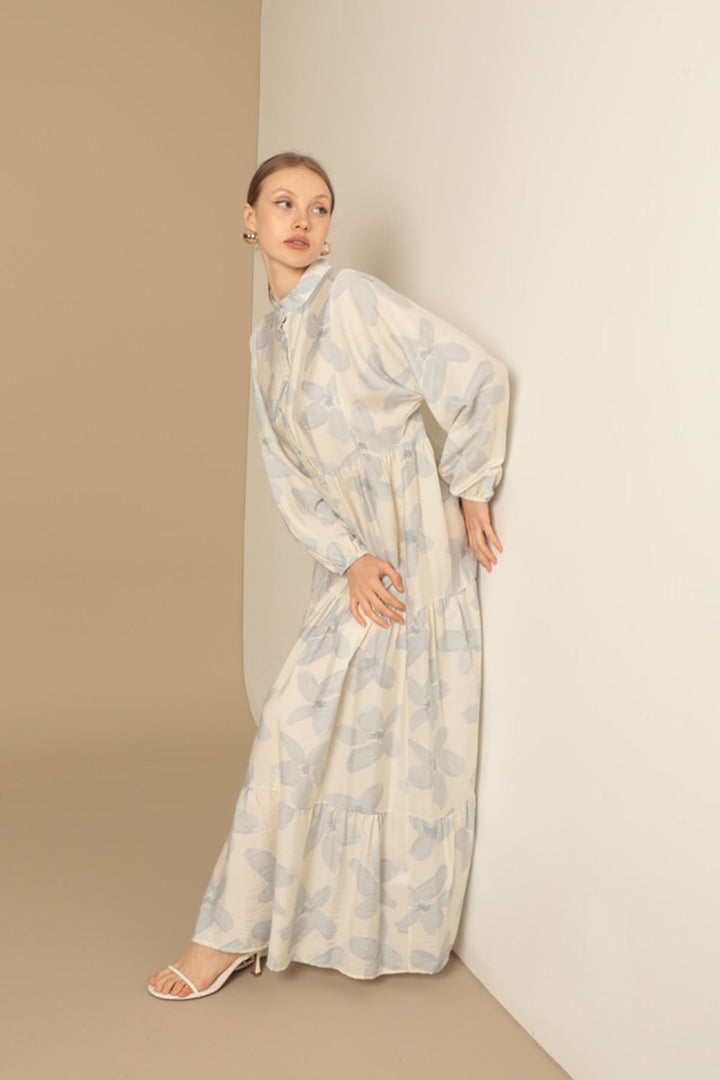 KKT Viscose Fabric Floral Patterned Dress-Blue - Wolfenbüttel