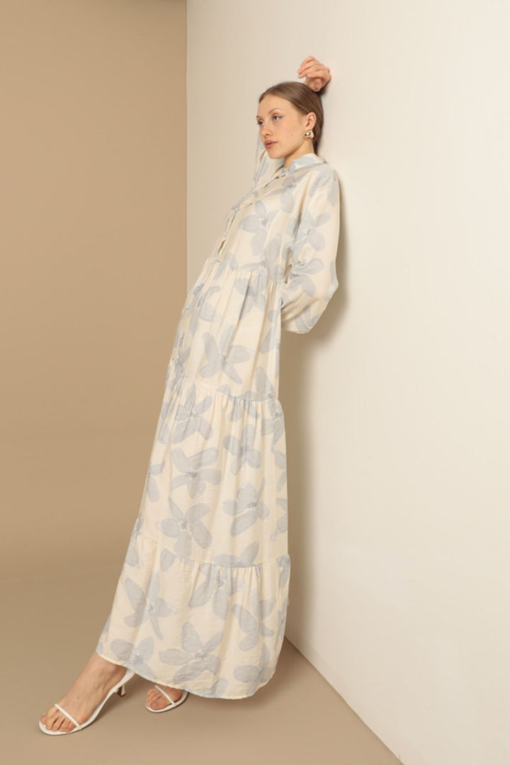 KKT Viscose Fabric Floral Patterned Dress-Blue - Wolfenbüttel