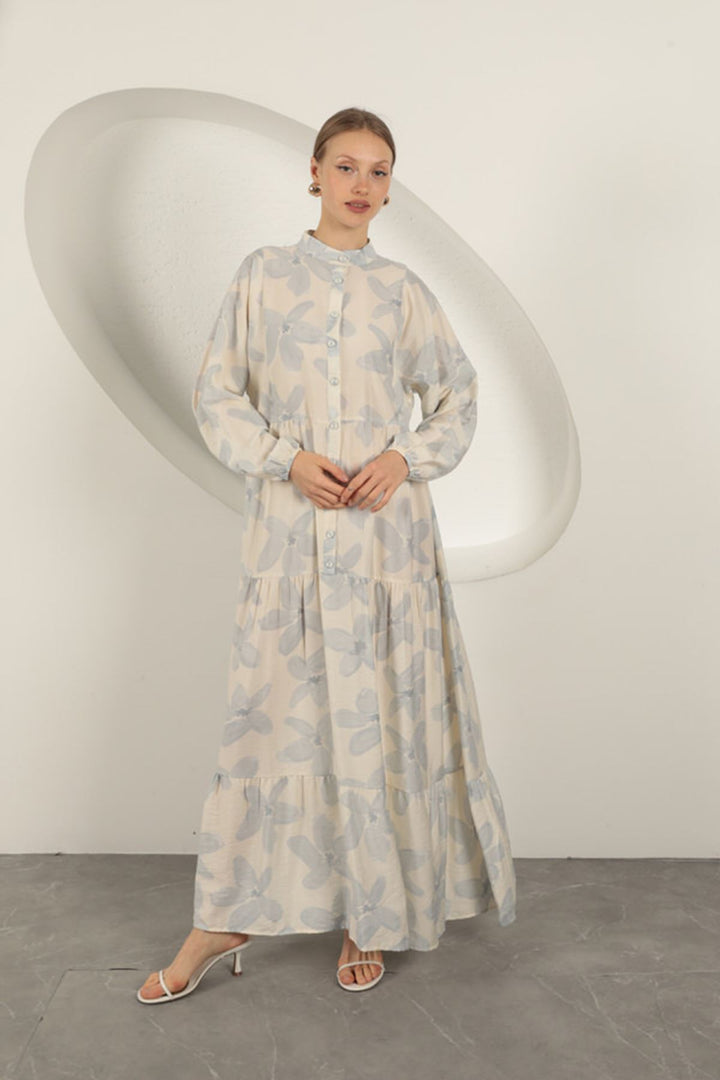 KKT Viscose Fabric Floral Patterned Dress-Blue - Wolfenbüttel