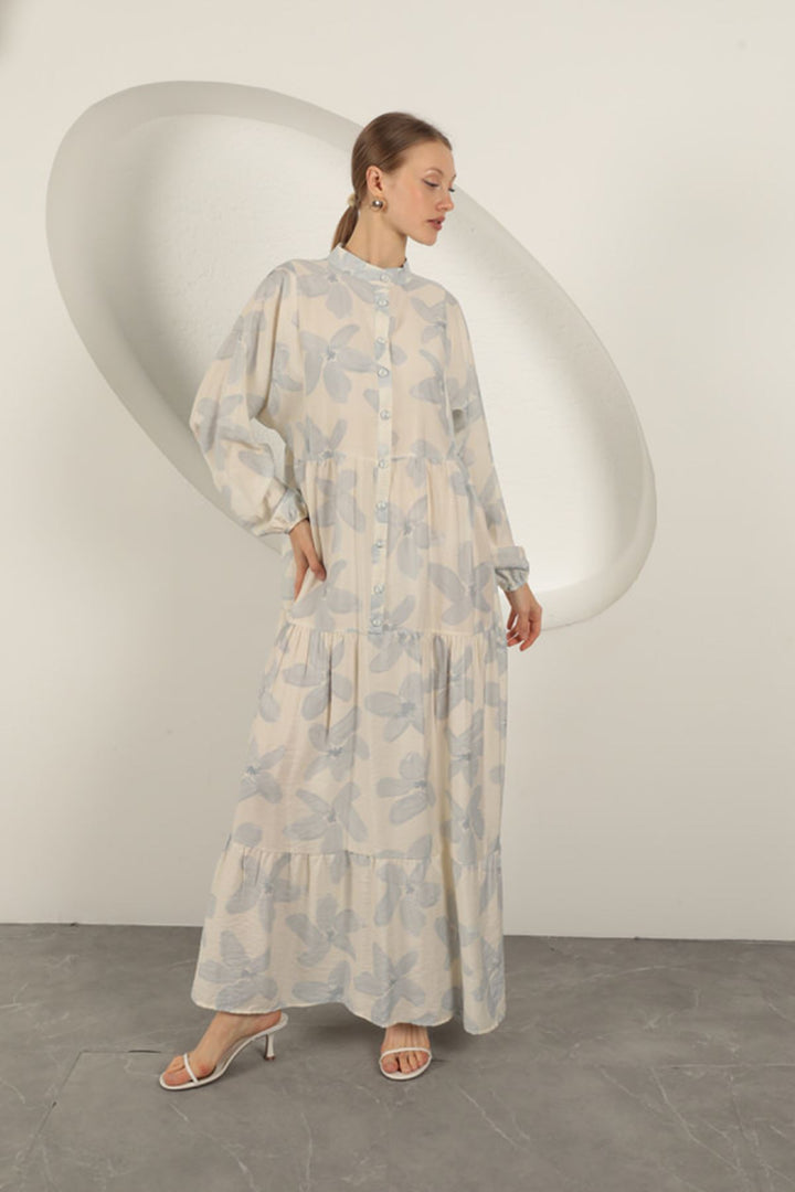 KKT Viscose Fabric Floral Patterned Dress-Blue - Wolfenbüttel