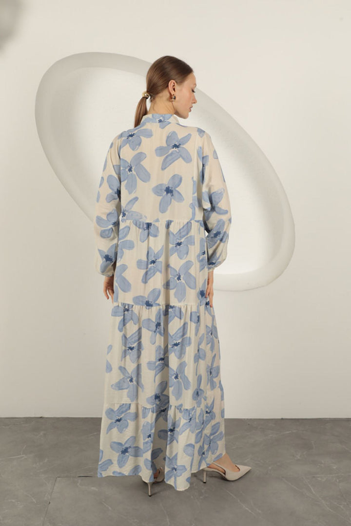 KKT Viscose Fabric Floral Patterned Dress-Indigo - Bozeman