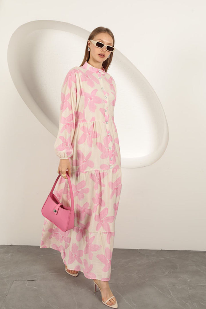 KKT Viscose Fabric Floral Patterned Dress-Pink - Oakland Park