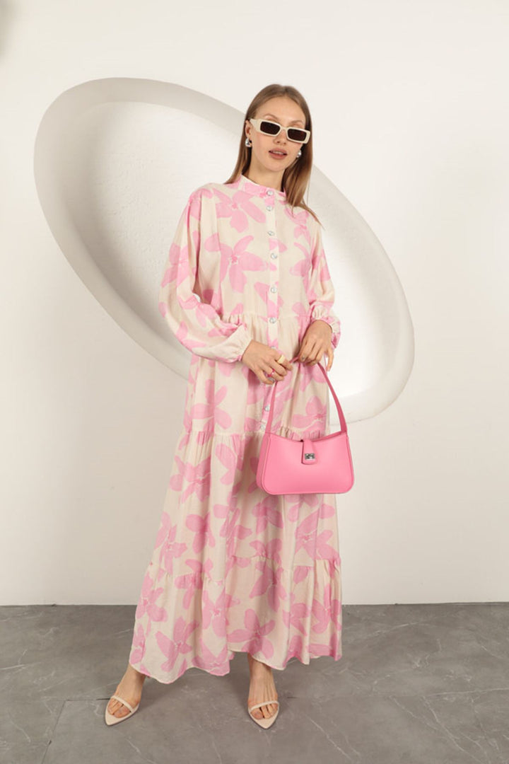 KKT Viscose Fabric Floral Patterned Dress-Pink - Oakland Park