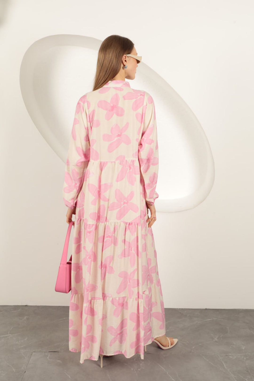 KKT Viscose Fabric Floral Patterned Dress-Pink - Oakland Park