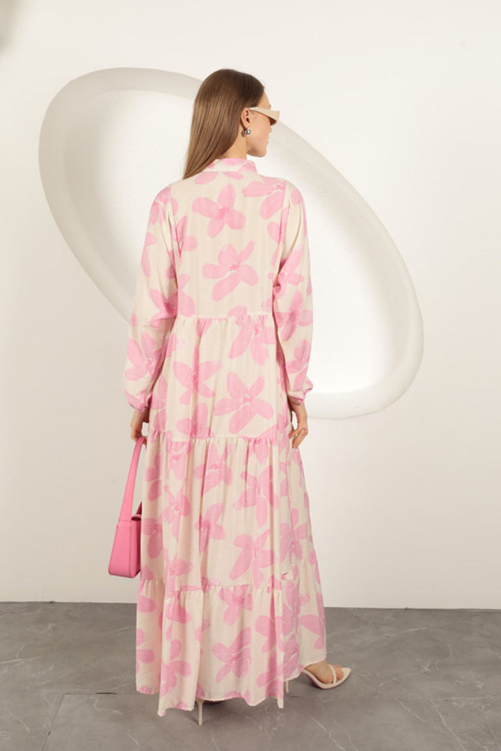 KKT Viscose Fabric Floral Patterned Dress-Pink - Oakland Park