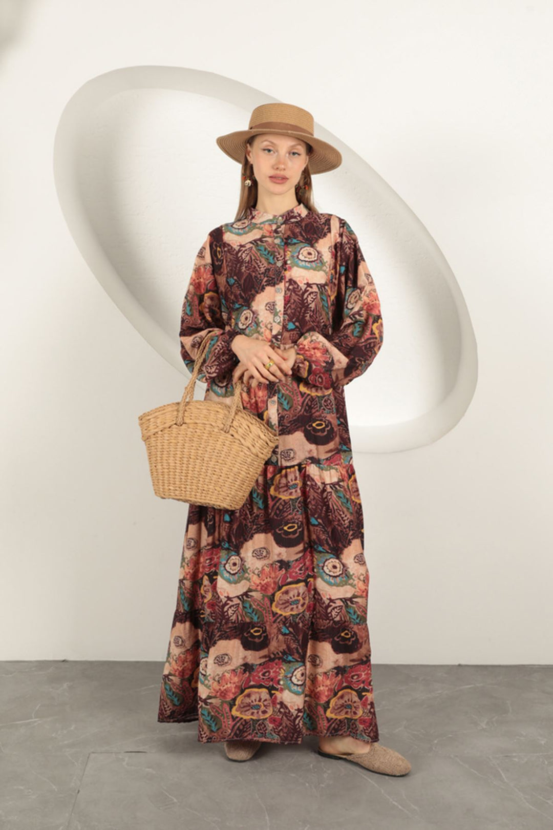 KKT Viscose Fabric Ethnic Patterned Dress-Orange - Schenectady