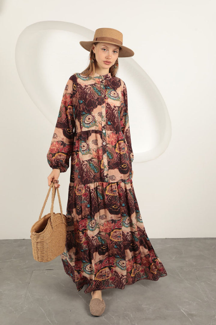 KKT Viscose Fabric Ethnic Patterned Dress-Orange - Schenectady