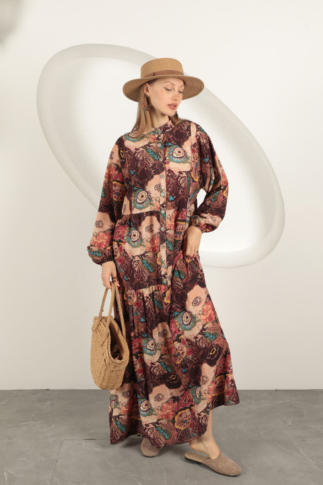 KKT Viscose Fabric Ethnic Patterned Dress-Orange - Schenectady