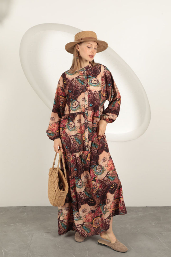 KKT Viscose Fabric Ethnic Patterned Dress-Orange - Schenectady