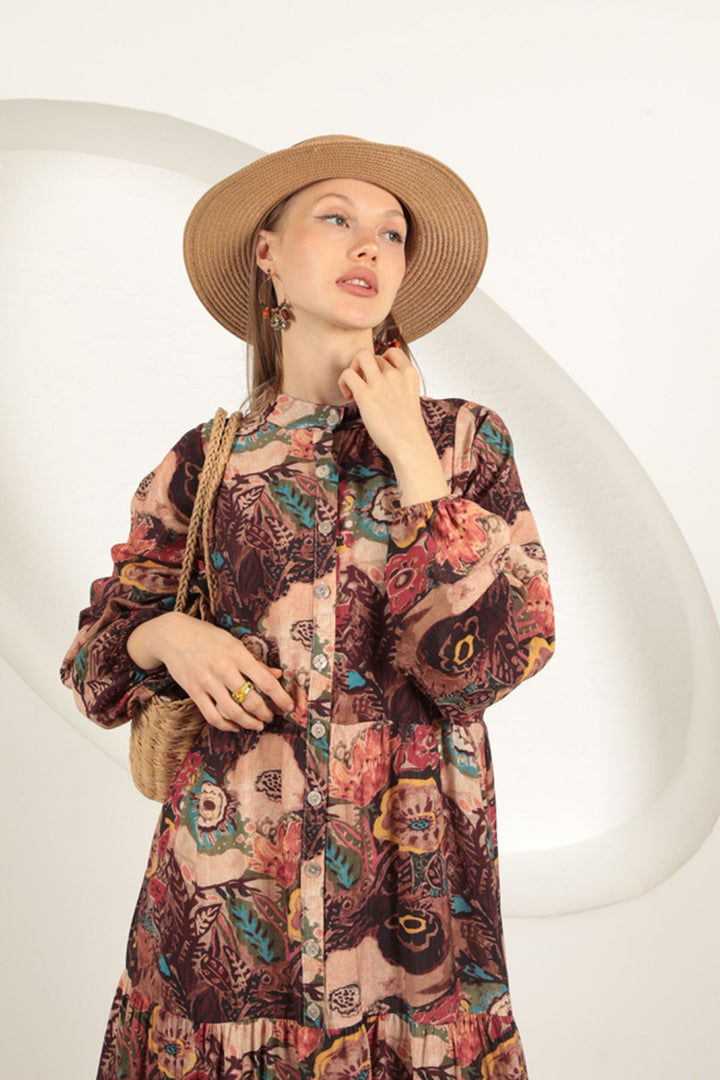 KKT Viscose Fabric Ethnic Patterned Dress-Orange - Schenectady