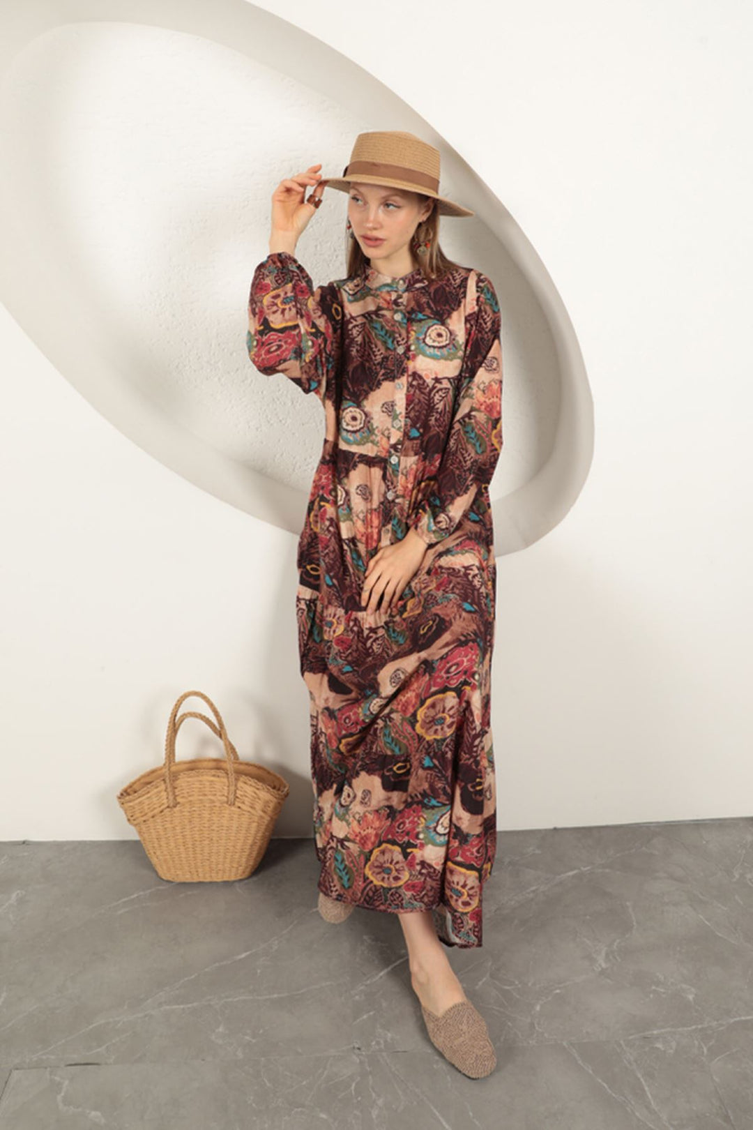 KKT Viscose Fabric Ethnic Patterned Dress-Orange - Schenectady