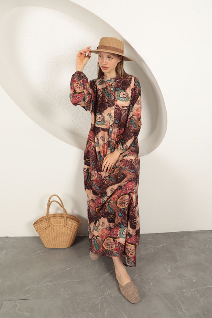 KKT Viscose Fabric Ethnic Patterned Dress-Orange - Schenectady