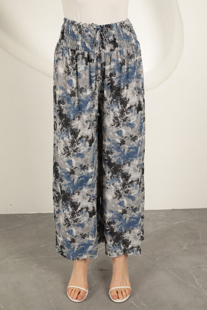 KKT Viscose Fabric Patterned Trousers-Blue - Golden Glades