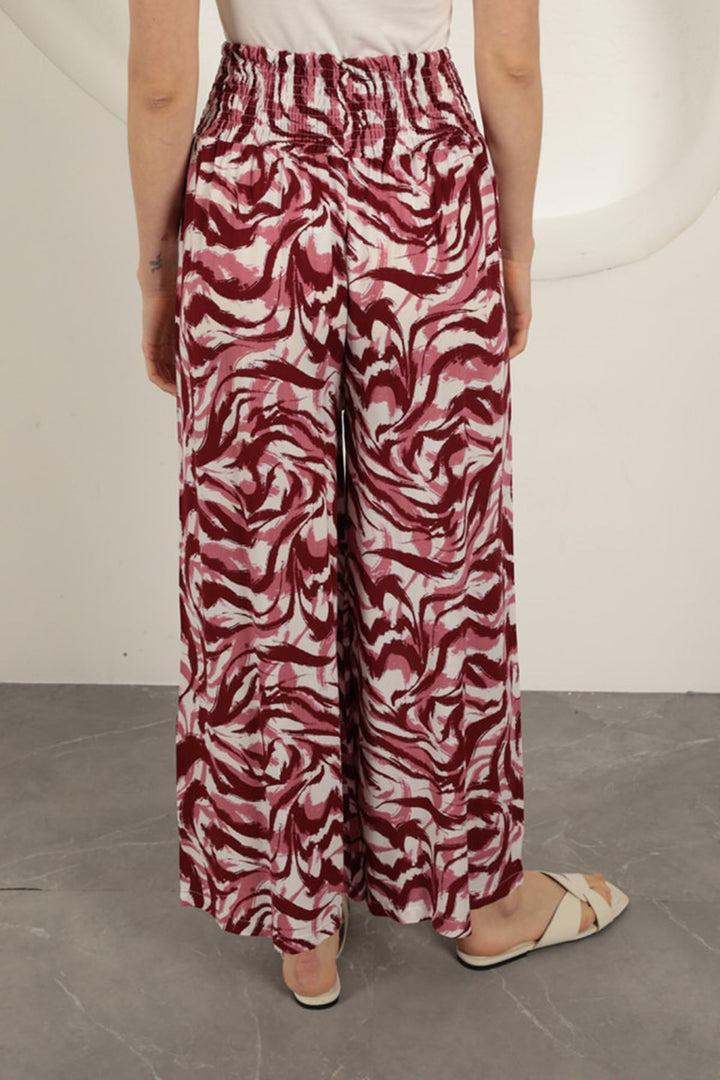 KKT Viscose Fabric Striped Patterned Trousers-Fuchsia - Lakeville