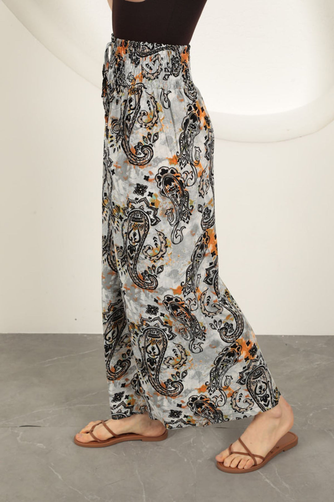 KKT Viscose Fabric Ethnic Patterned Trousers-Black - Sutton in Ashfield