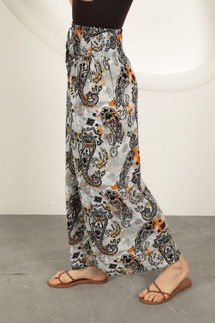 KKT Viscose Fabric Ethnic Patterned Trousers-Black - Sutton in Ashfield