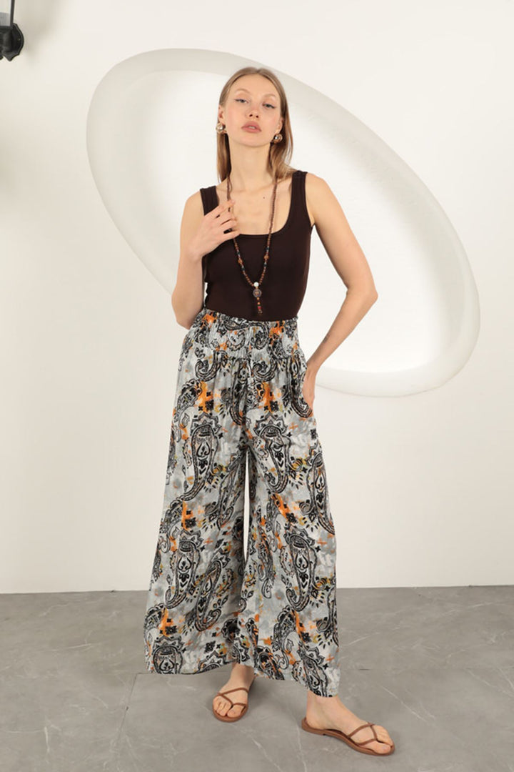 KKT Viscose Fabric Ethnic Patterned Trousers-Black - Sutton in Ashfield