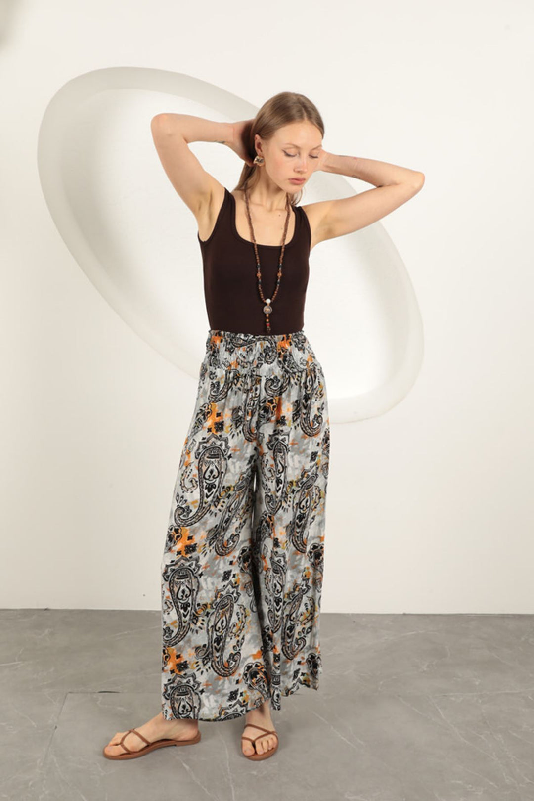 KKT Viscose Fabric Ethnic Patterned Trousers-Black - Sutton in Ashfield