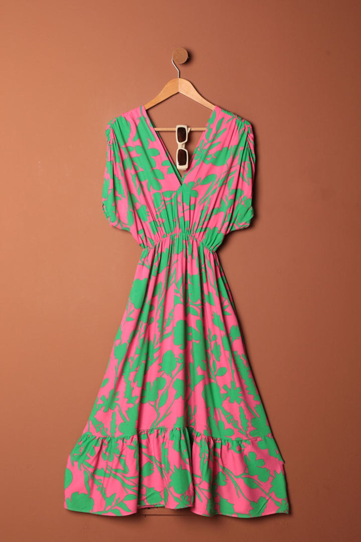 KKT Viscose Fabric Elastic Waist Dress-Fuchsia - San Sebastián de los Reyes