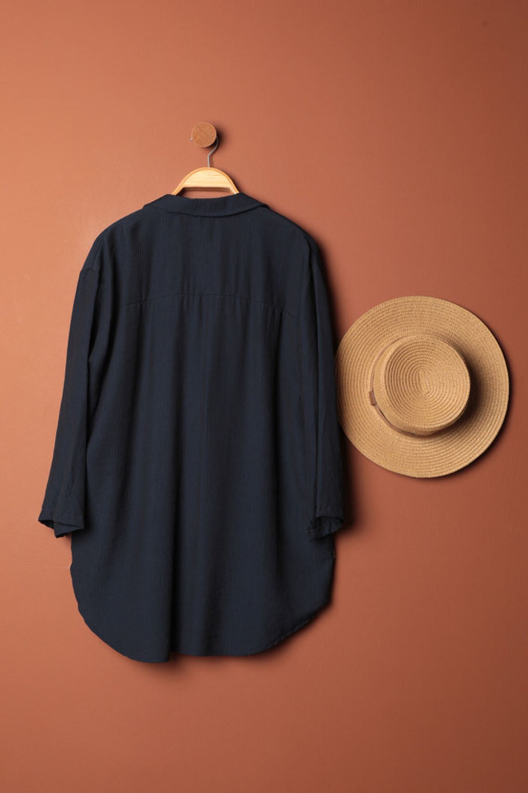 KKT Tree Bark Fabric Kimono-Navy Blue - Monopoli