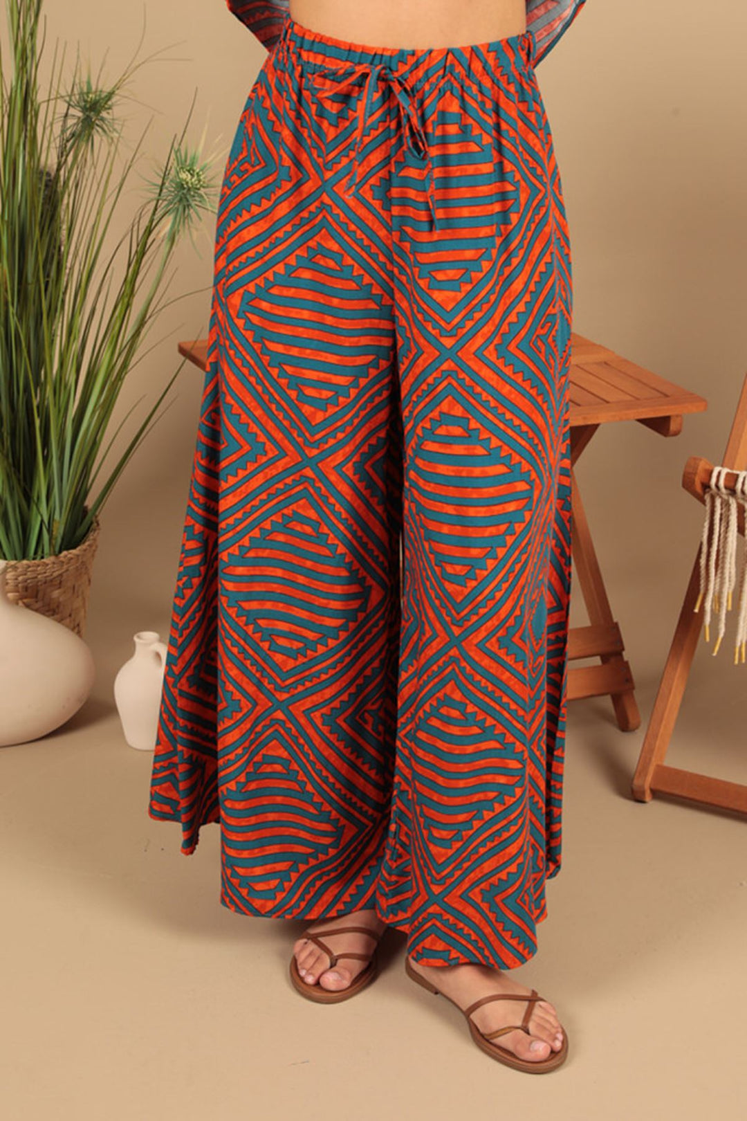 KKT Viscose Fabric Patterned Women's Suit-Orange - Rioverde