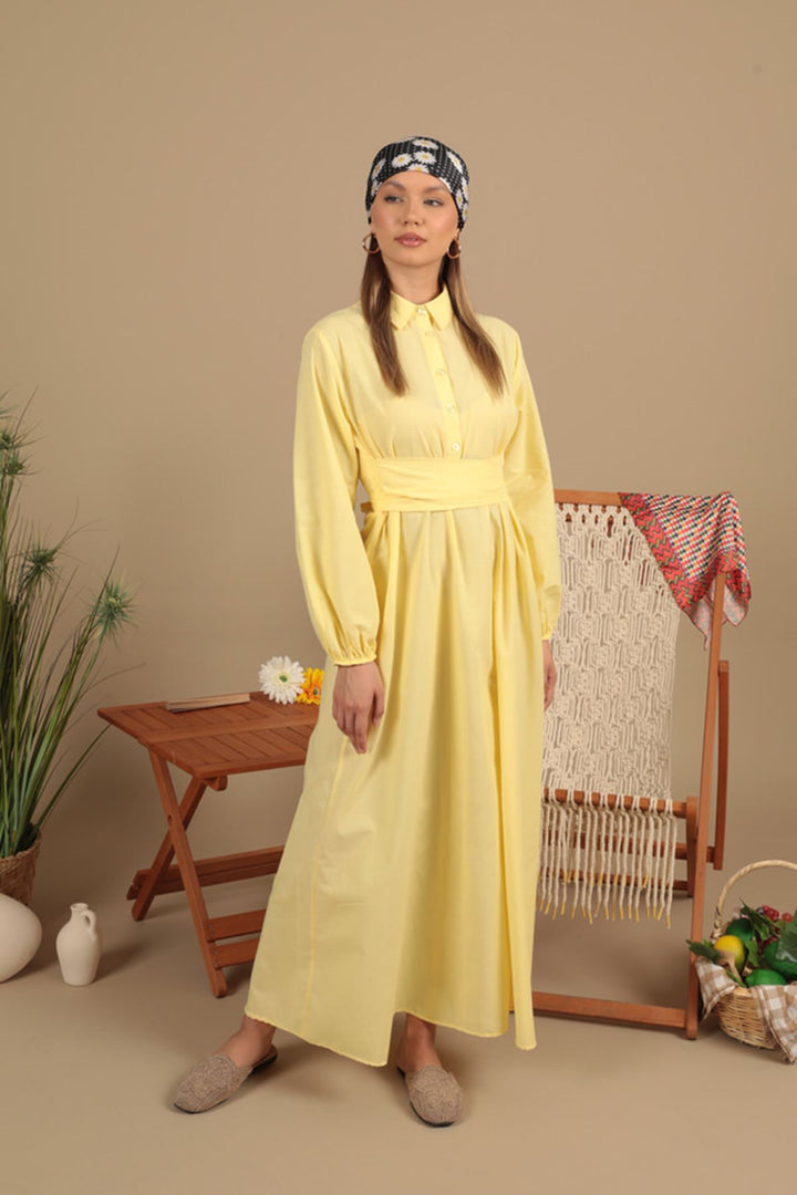 KKT Poplin Fabric Tie Detail Dress-Yellow - Southfield