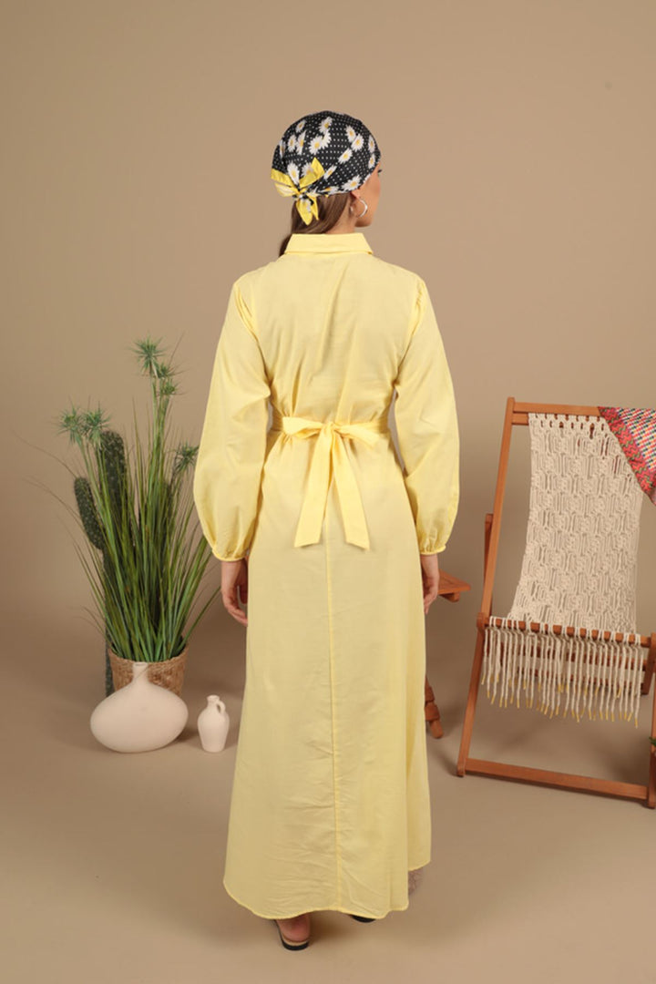 KKT Poplin Fabric Tie Detail Dress-Yellow - Southfield