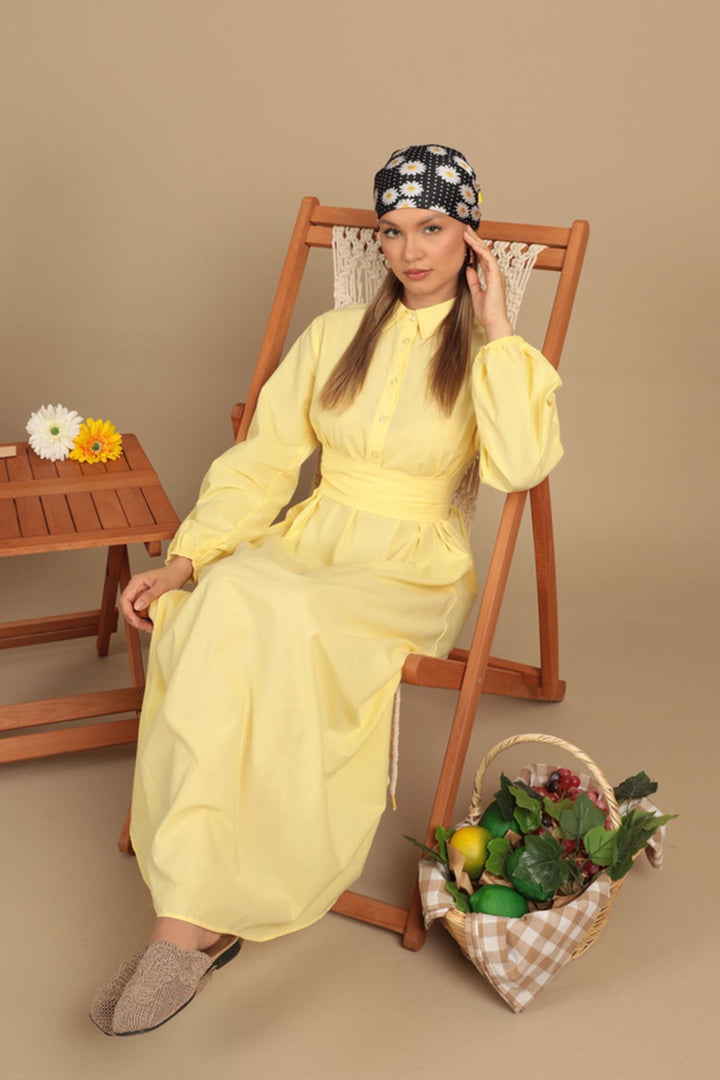 KKT Poplin Fabric Tie Detail Dress-Yellow - Southfield