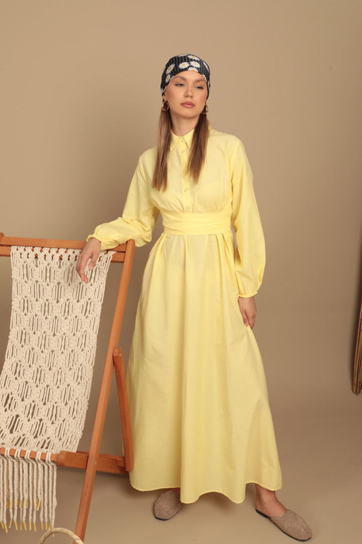 KKT Poplin Fabric Tie Detail Dress-Yellow - Southfield