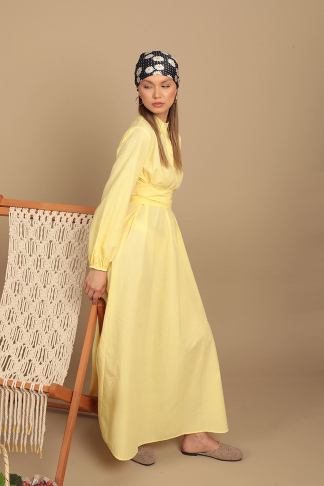 KKT Poplin Fabric Tie Detail Dress-Yellow - Southfield