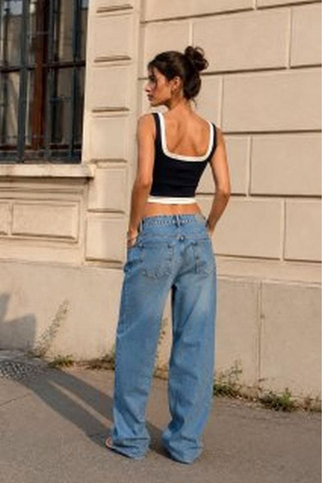 KKT Ribana Kumaş Garnili Crop-LACİVERT-EKRU - Dordrecht