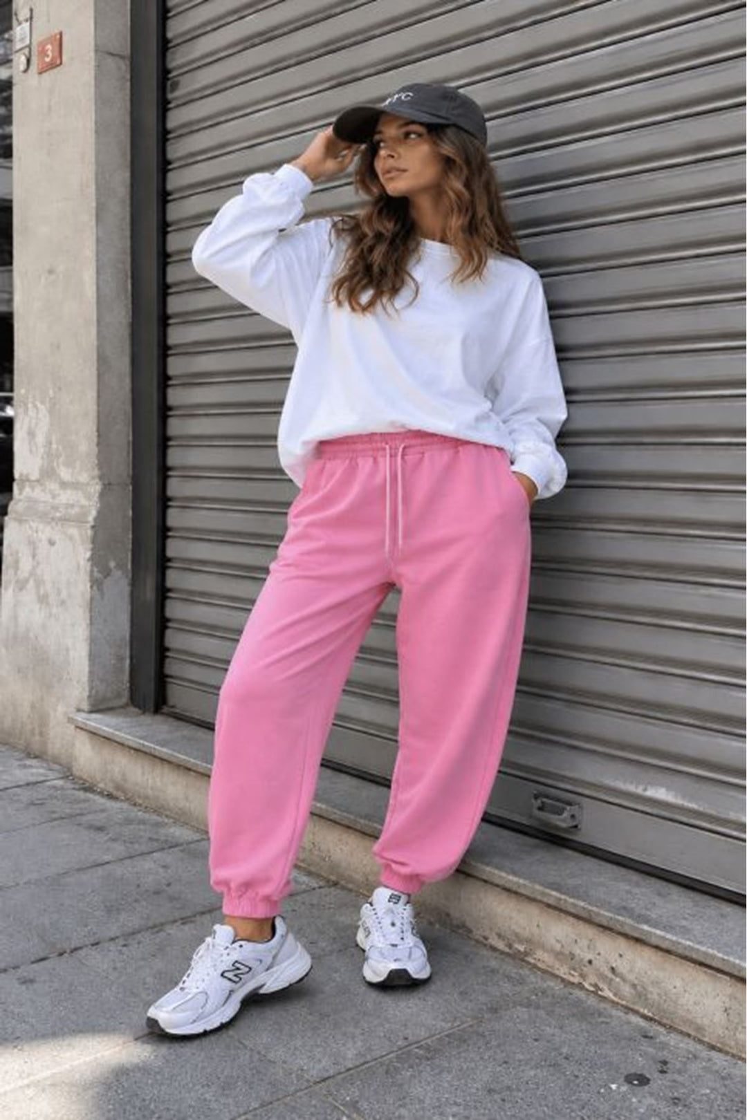 KKT Üç İplik Paça Bel Lastik Eşofman-Pembe - Jena