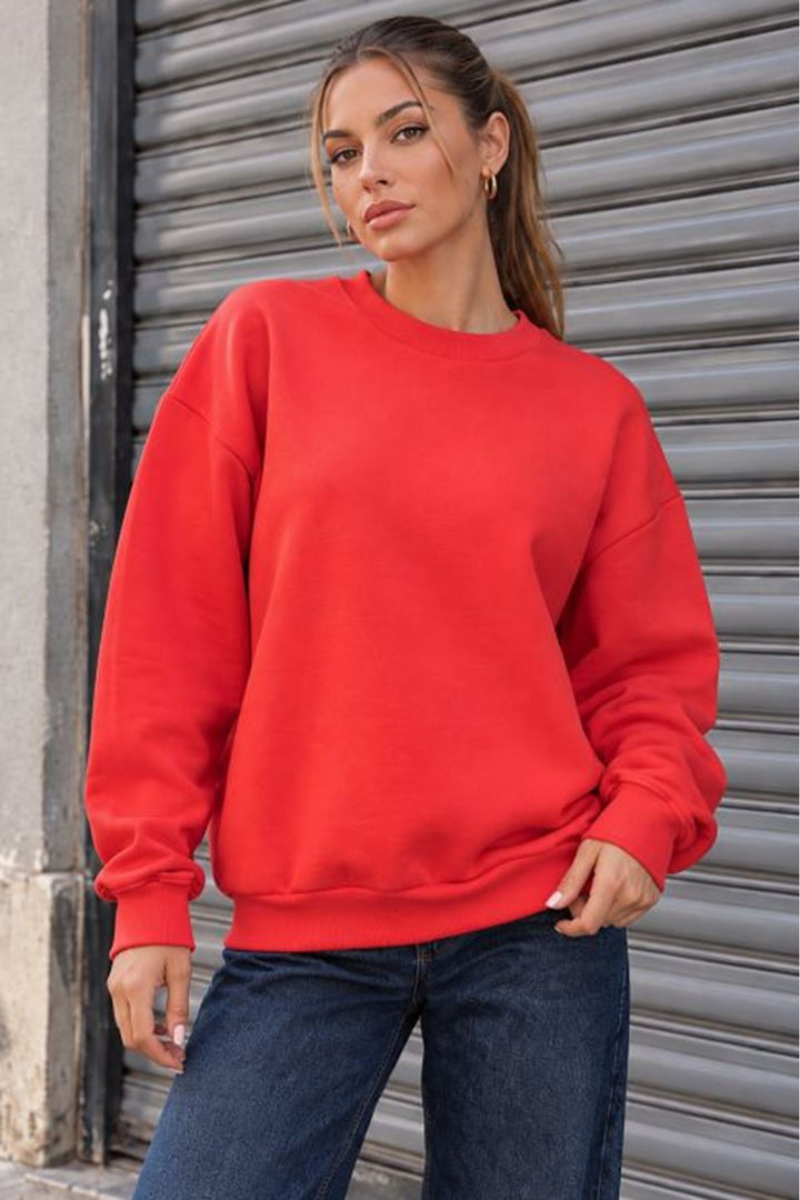 KKT Üç İplik Basic Oversize Sweatshirt-Nar Çiçeği - Ellesmere Port