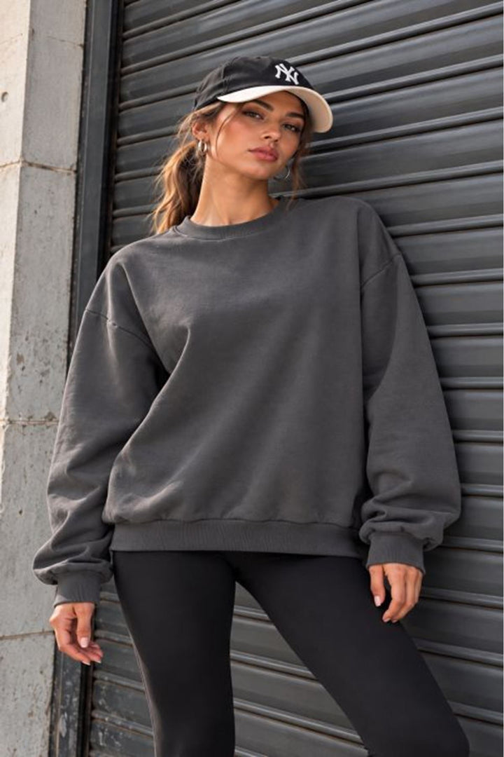 KKT Üç İplik Basic Oversize Sweatshirt-Antrasit - Luton