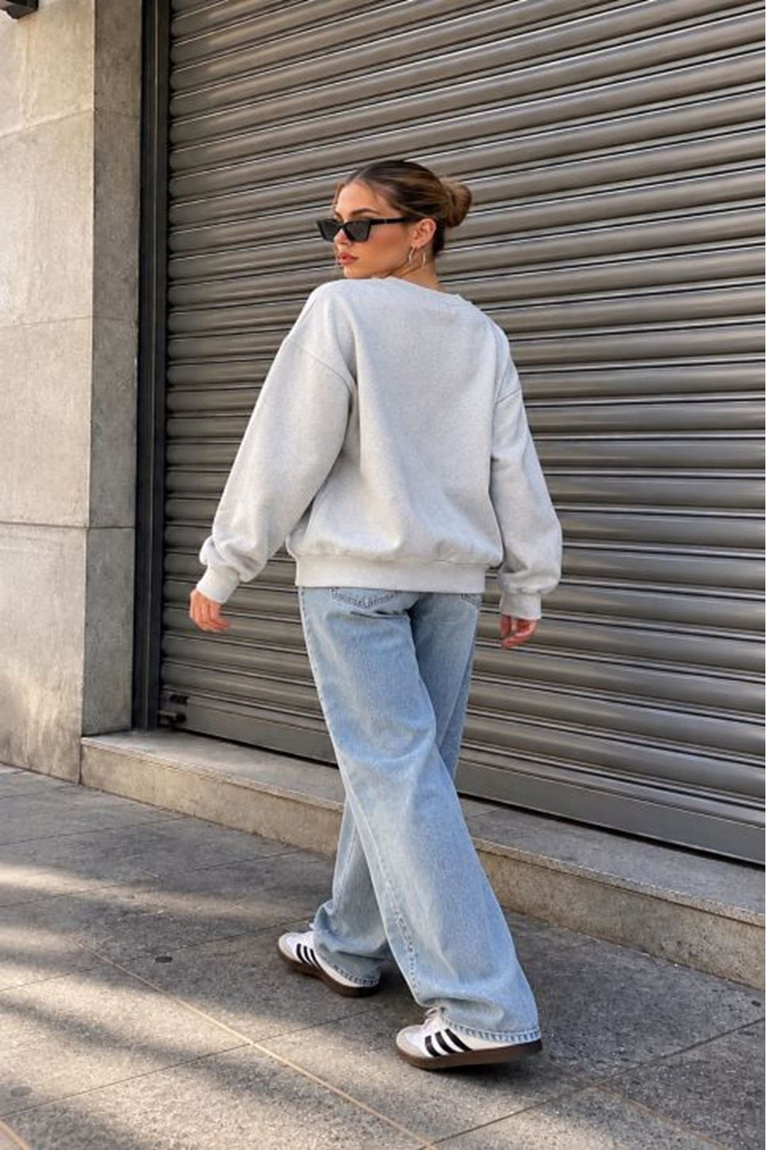 KKT Üç İplik Basic Oversize Sweatshirt-GRİ MELANJ - Azusa