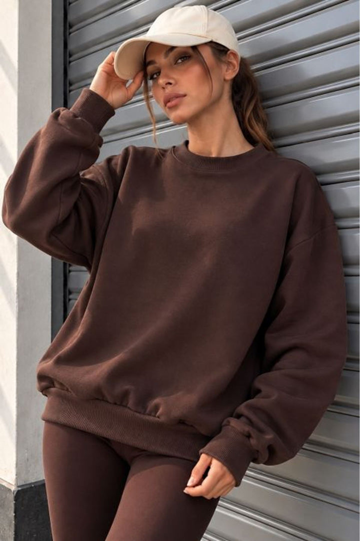 KKT Üç İplik Basic Oversize Sweatshirt-Kahve - Ettlingen