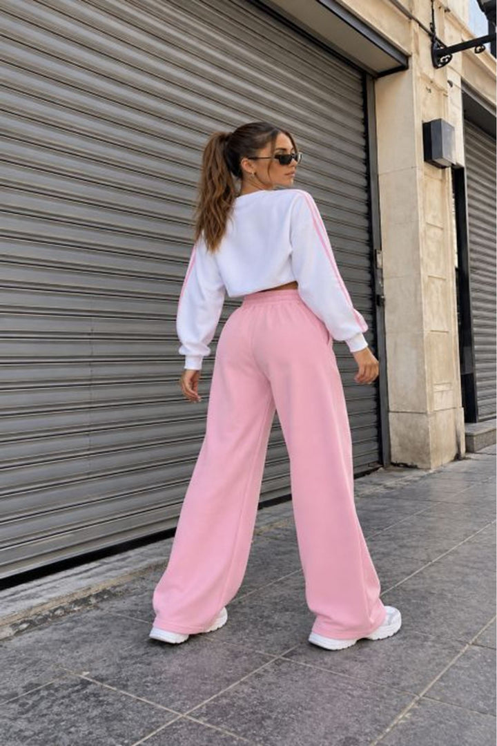 KKT Üç İplik Beli Düz Eşofman-Pembe - Coatepec