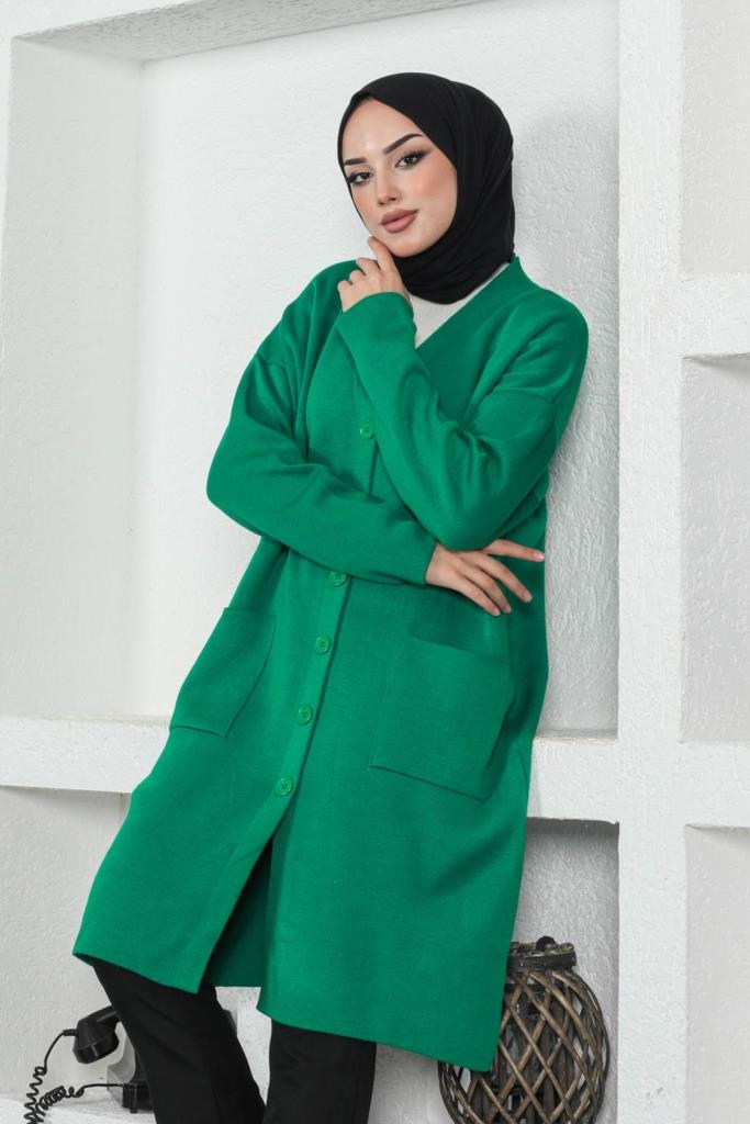 BNG Women Long Knit Cardigan Green - Clermont