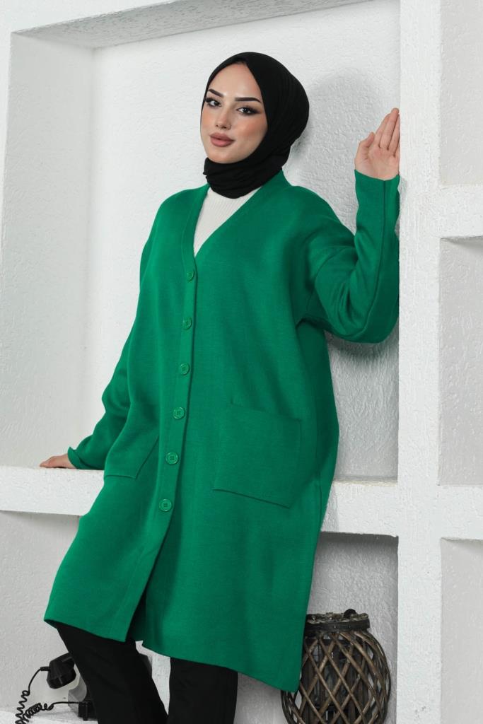BNG Women Long Knit Cardigan Green - Clermont