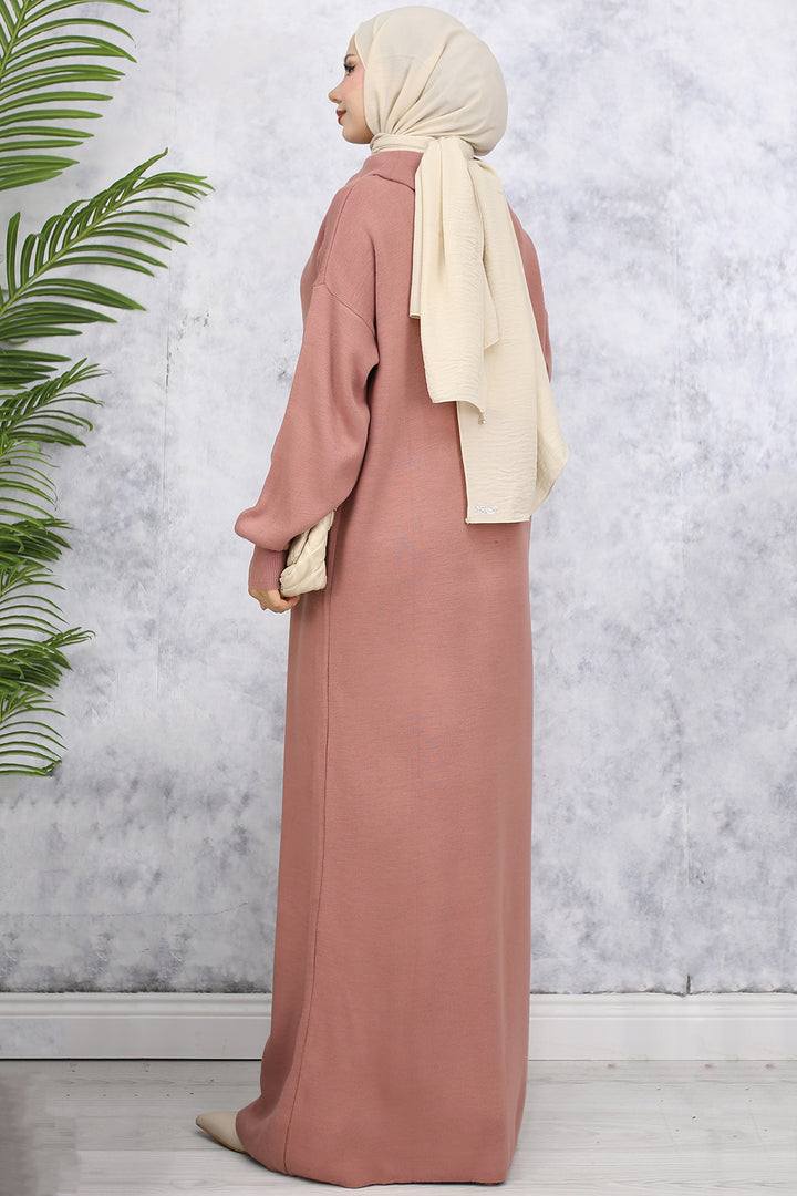 BNG Women Zippered Collar Knit Dress Rose Pink - Chaves