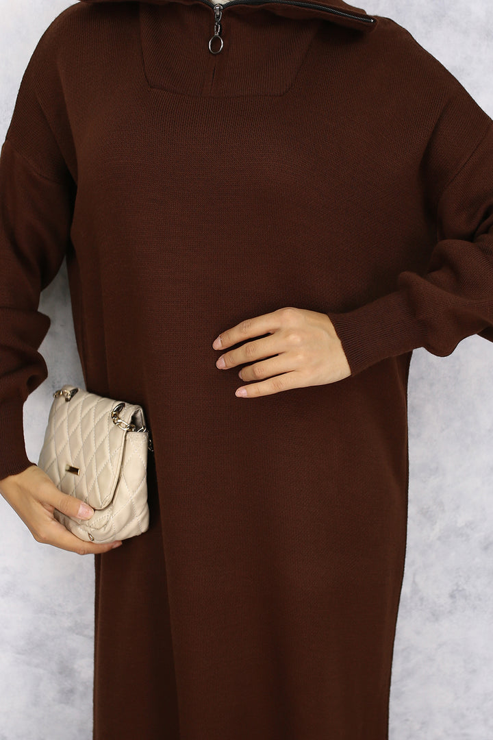 BNG Women Brown Zippered Knit Dress - Eagle Mountain