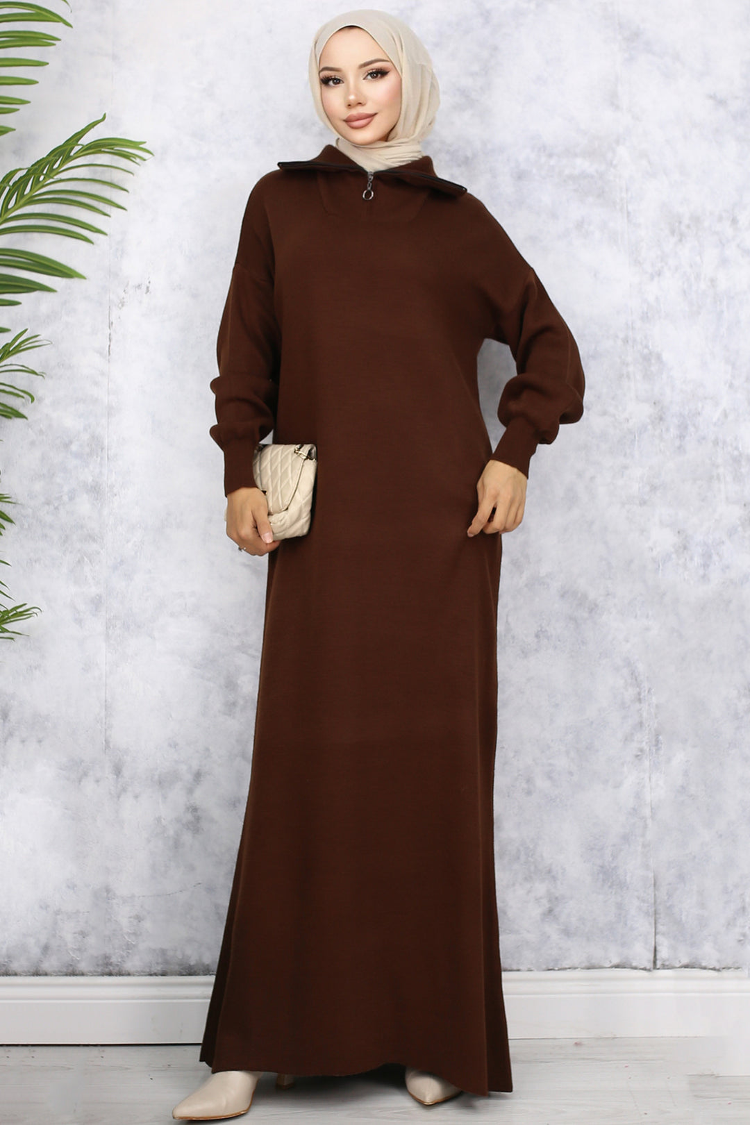 BNG Women Brown Zippered Knit Dress - Eagle Mountain