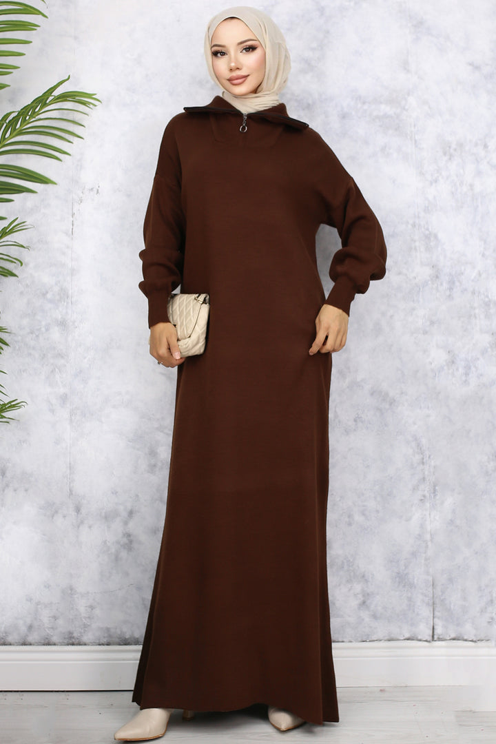 BNG Women Brown Zippered Knit Dress - Eagle Mountain