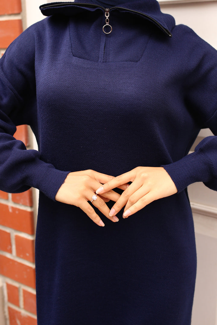 BNG Women Navy Blue Zippered Knit Dress - Medford